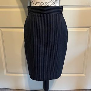 Akris Punto for Saks navy pinstriped pencil skirt